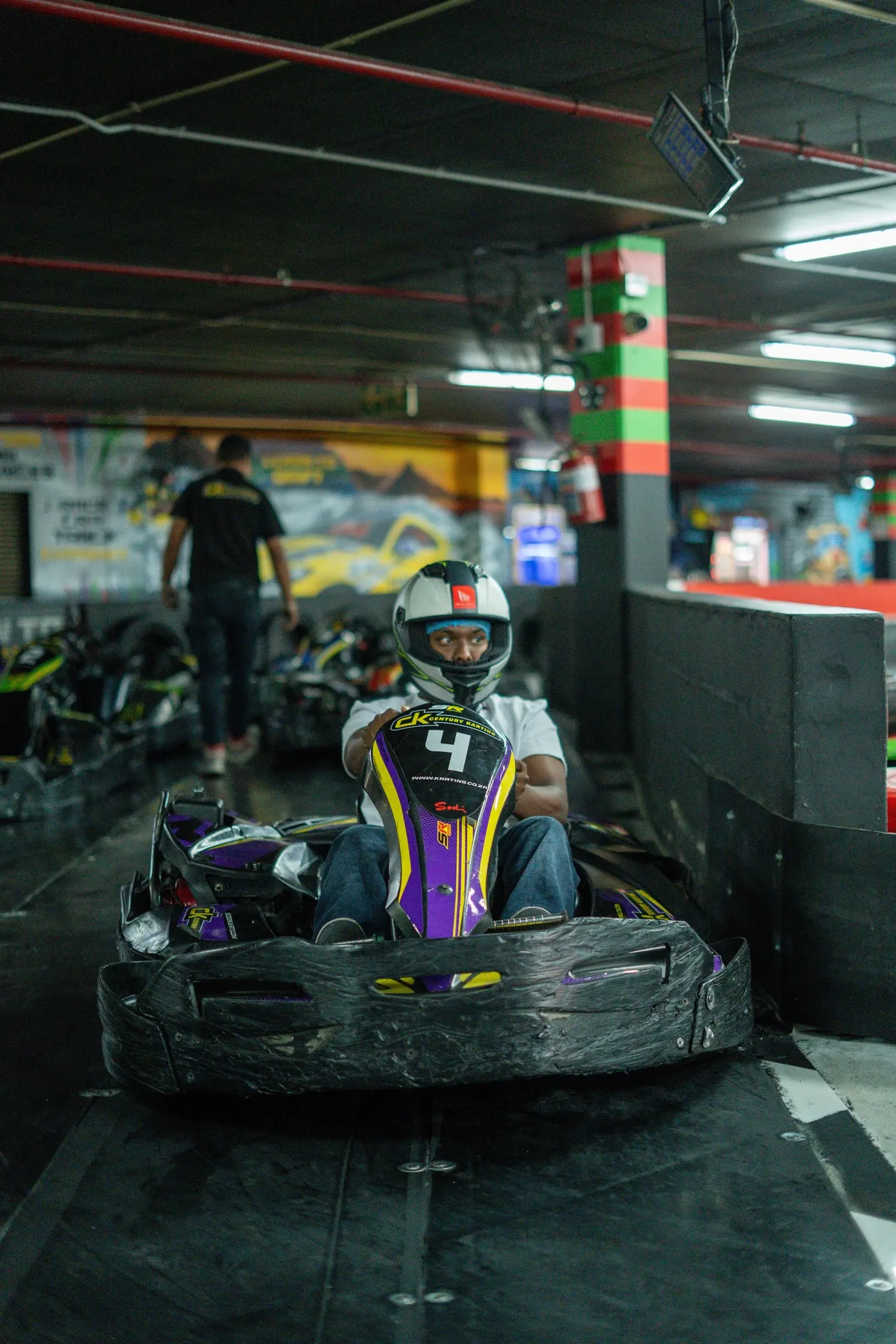 Kart 4 rolling out of the pits